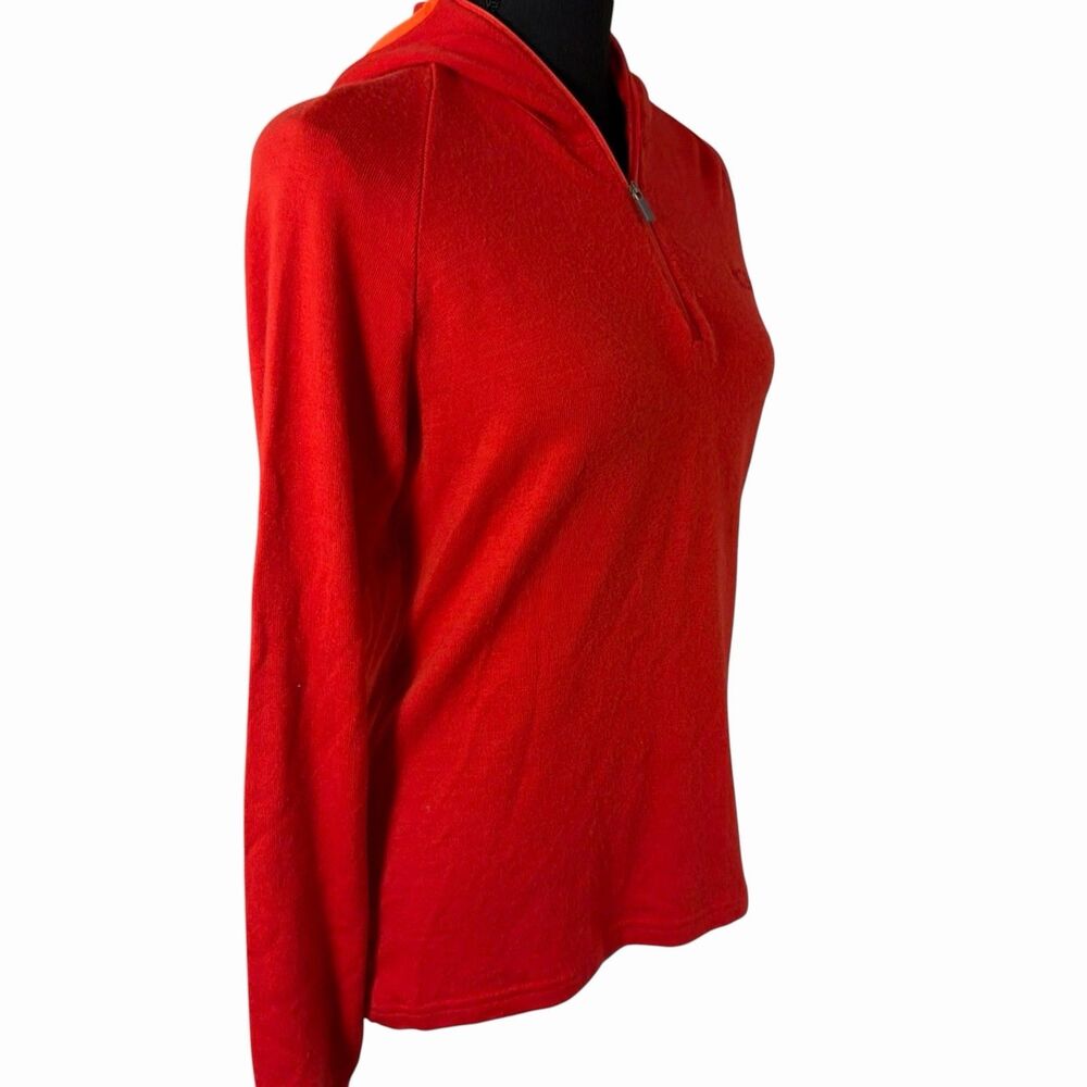 Icebreaker Merino Wool Sport 320 Womens Medium Red Pullover Zip Hoodie Outdoors
